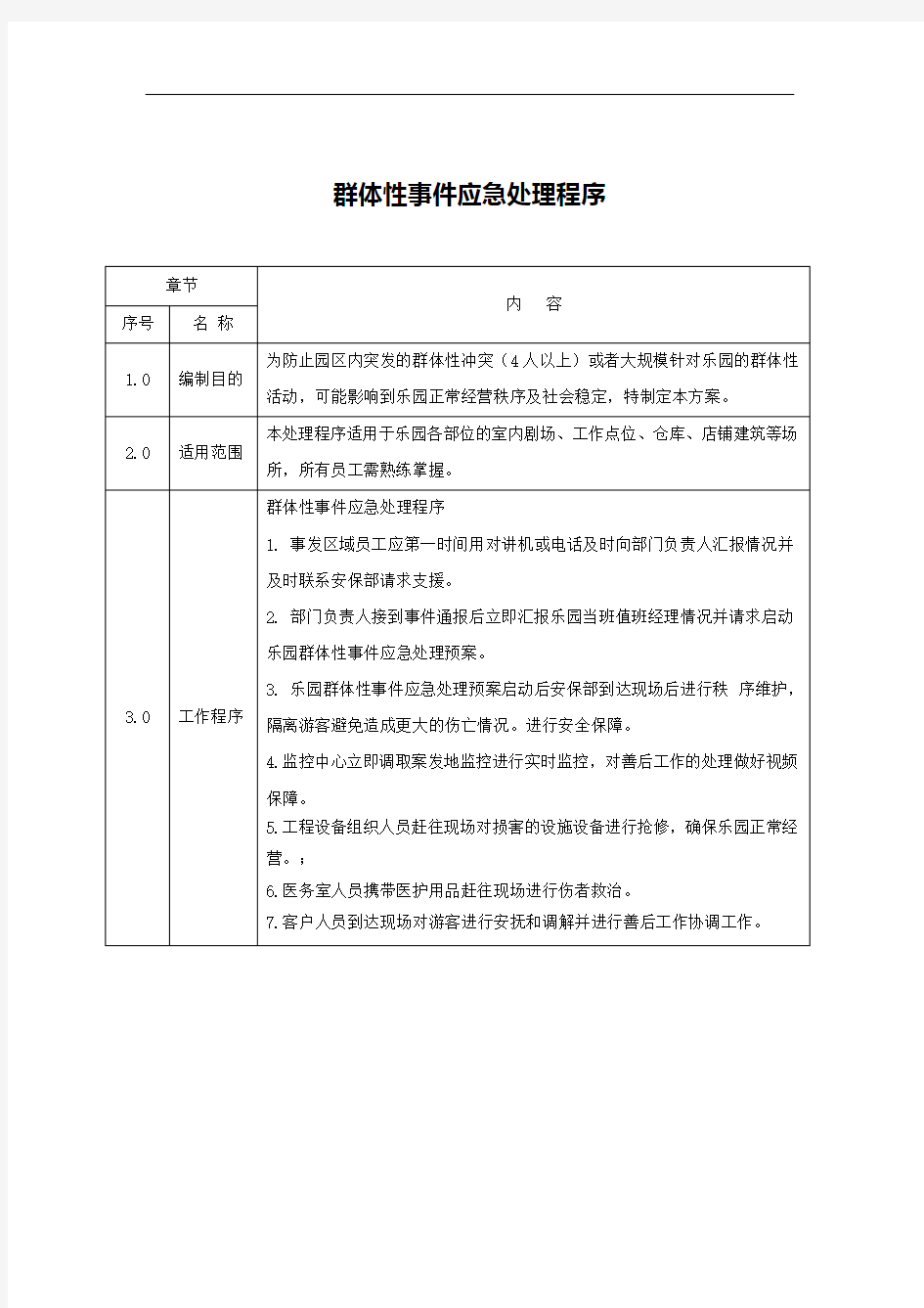 群体性事件应急处置方案