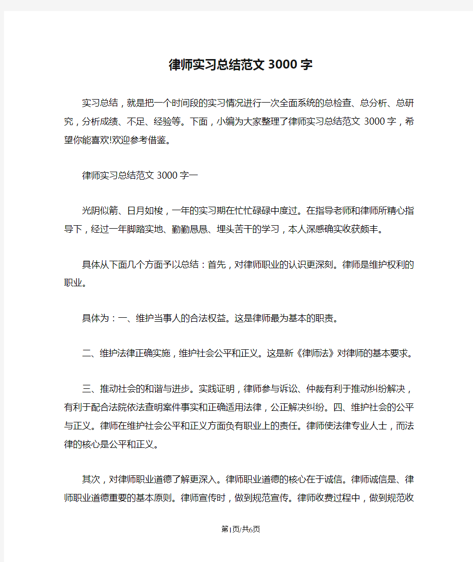 律师实习总结范文3000字