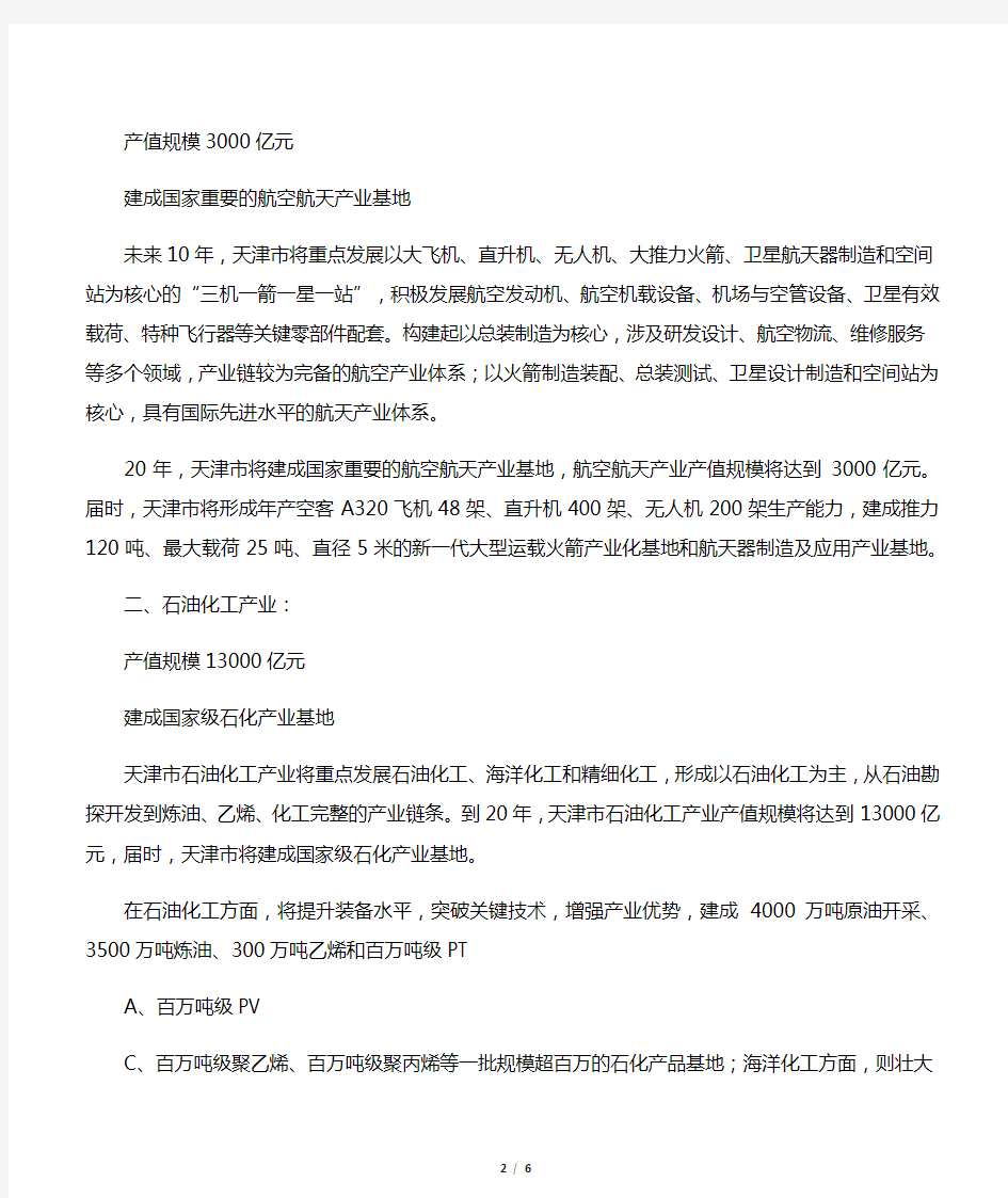 天津8大优势支柱产业蓝图