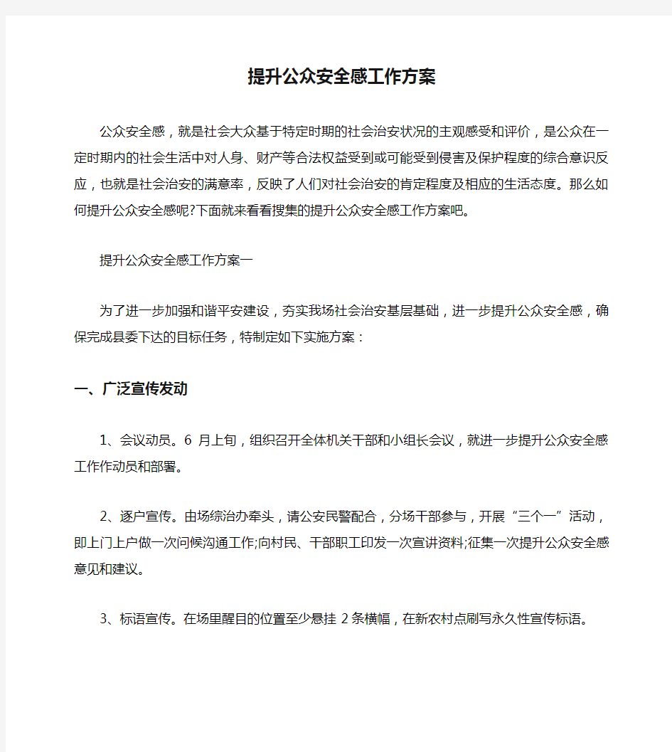 提升公众安全感工作方案