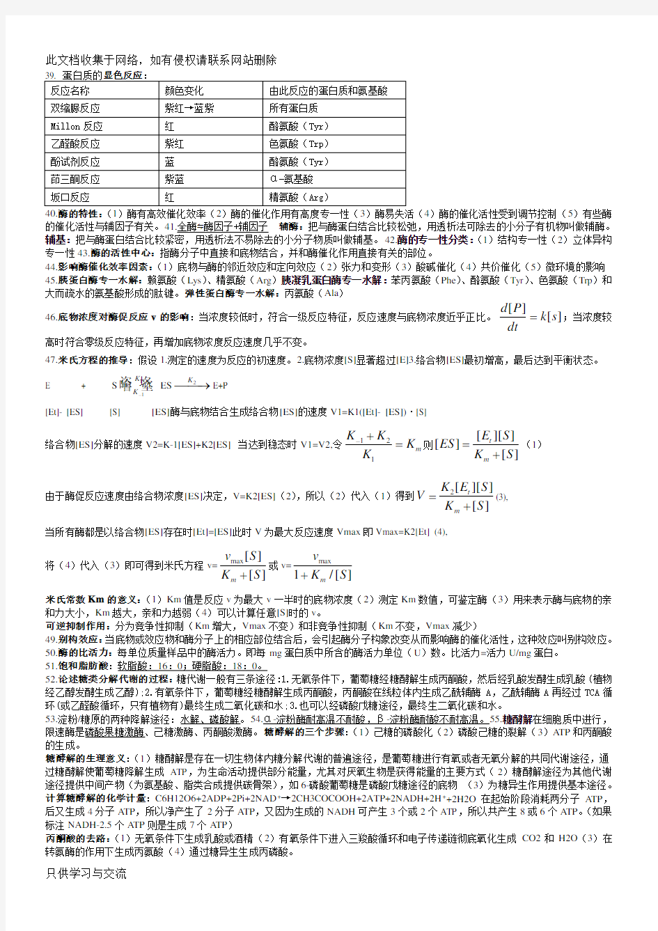 基础生物化学知识点总结