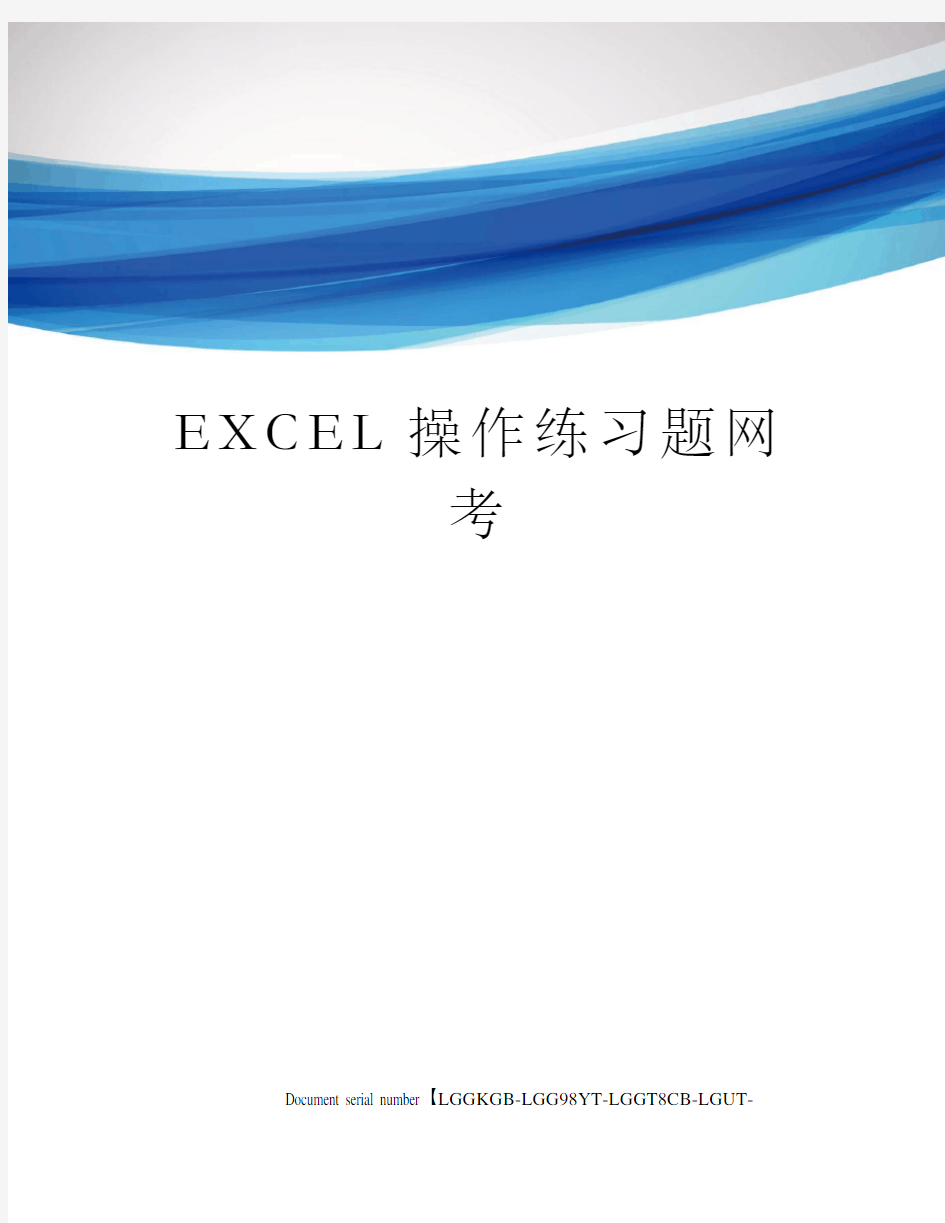 EXCEL操作练习题网考