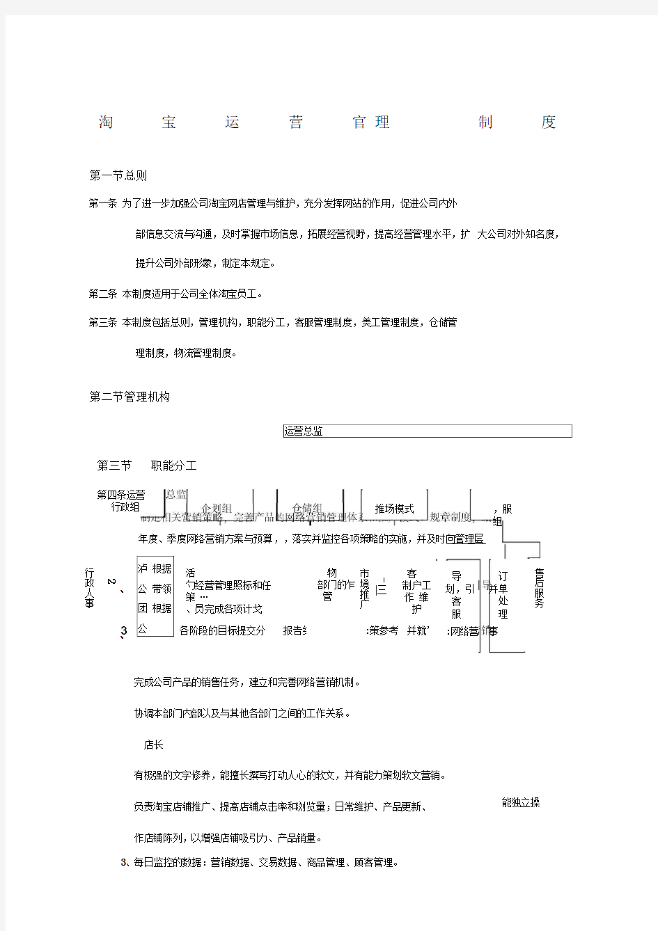 淘宝运营管理制度