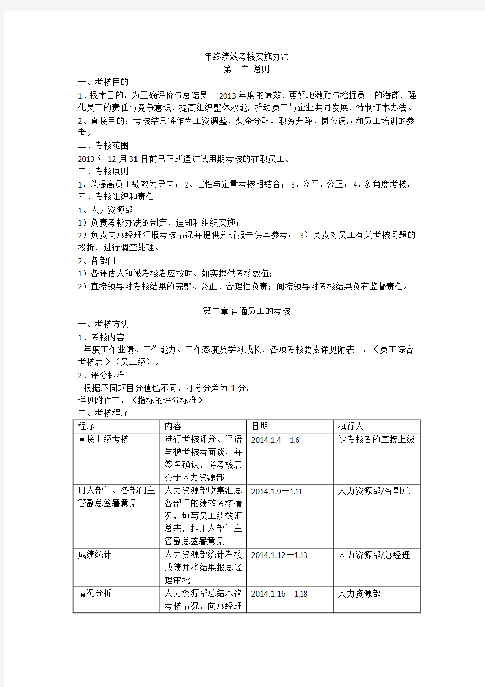 年终绩效考核实施办法