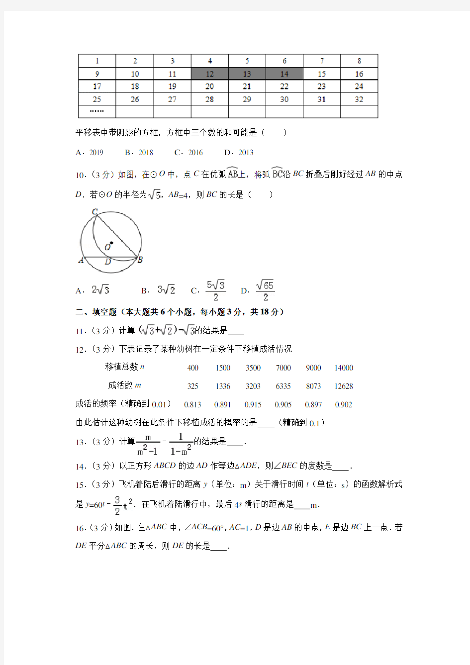 【数学】2018年湖北省武汉市数学中考真题(解析版)