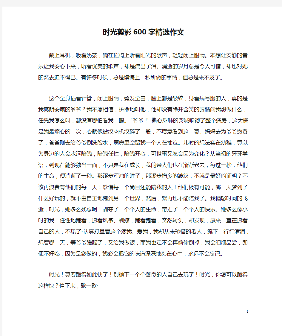 时光剪影600字精选作文