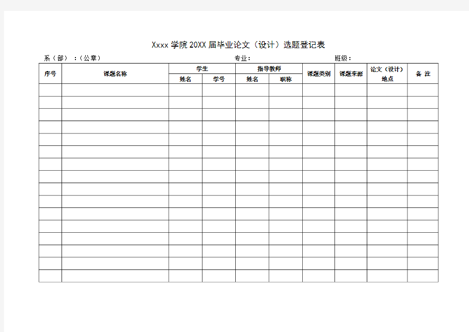 毕业论文(设计)选题登记表