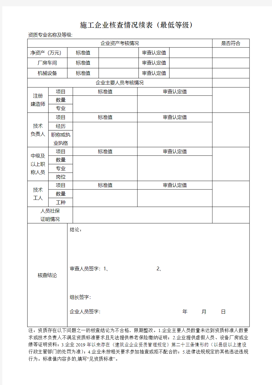 2019年度建筑业企业双随机一公开核查表(施工)