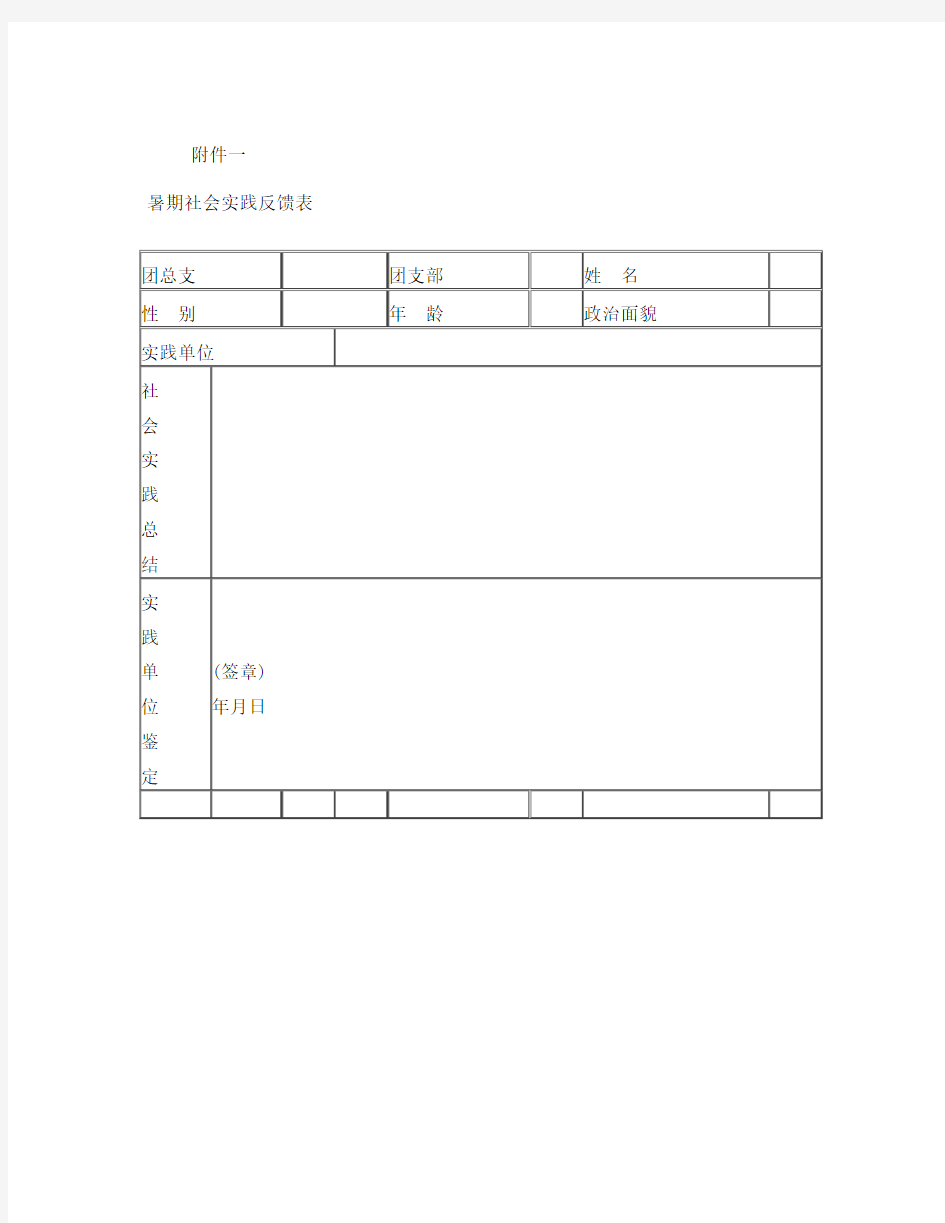 暑期社会实践表格