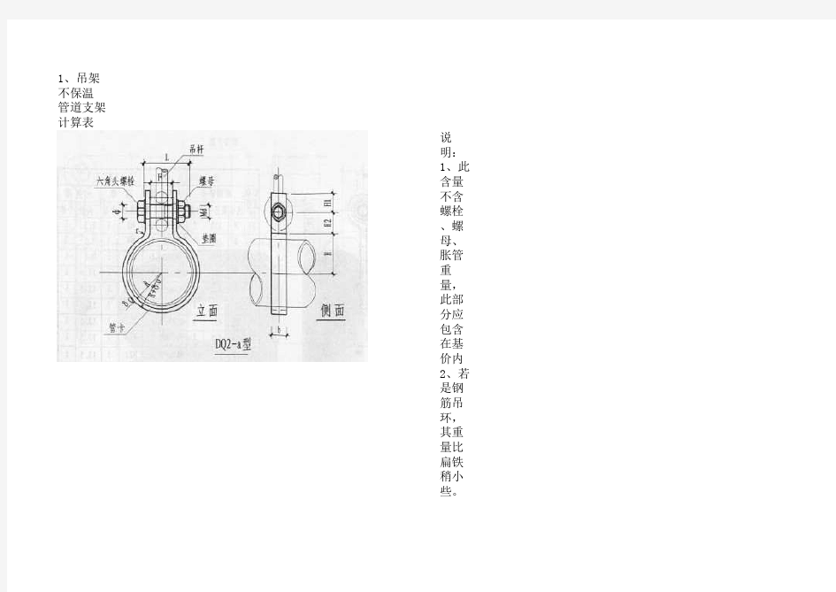 管道支架重量计算表图表