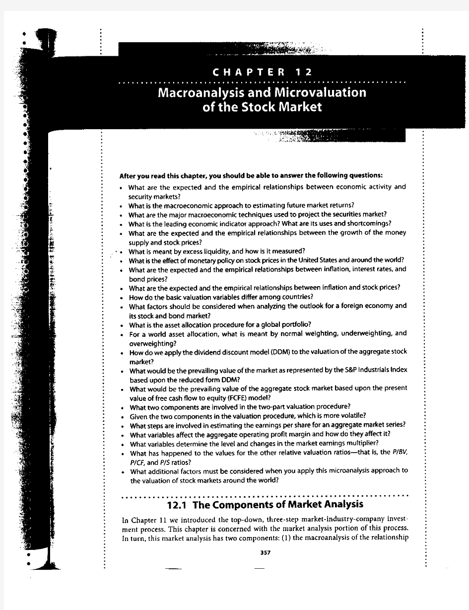 Chapter 12 (Brown and Reilly) Investment Analysis and Portfolio Management 9th edition