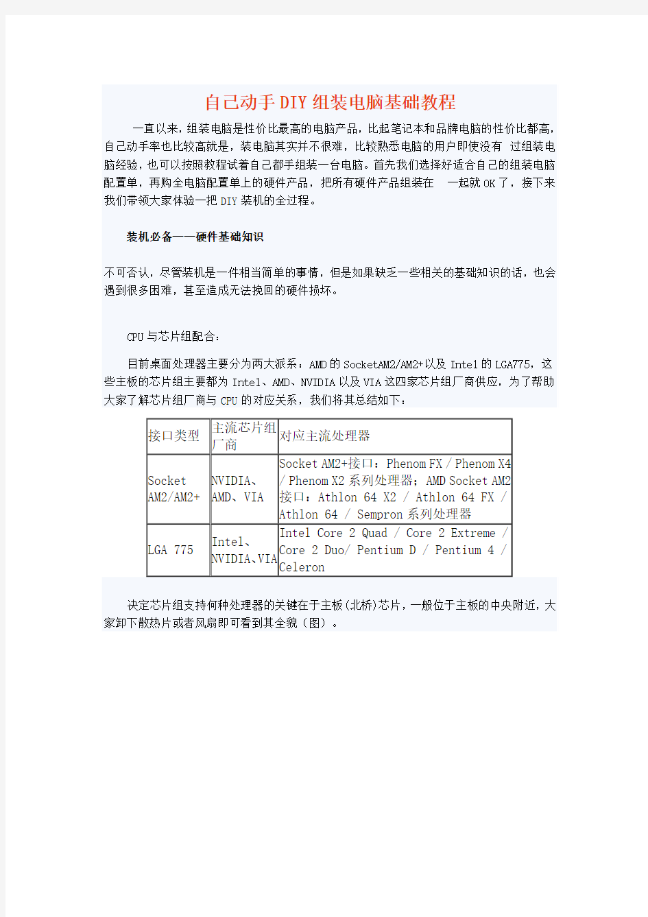 自己动手DIY组装电脑基础教程