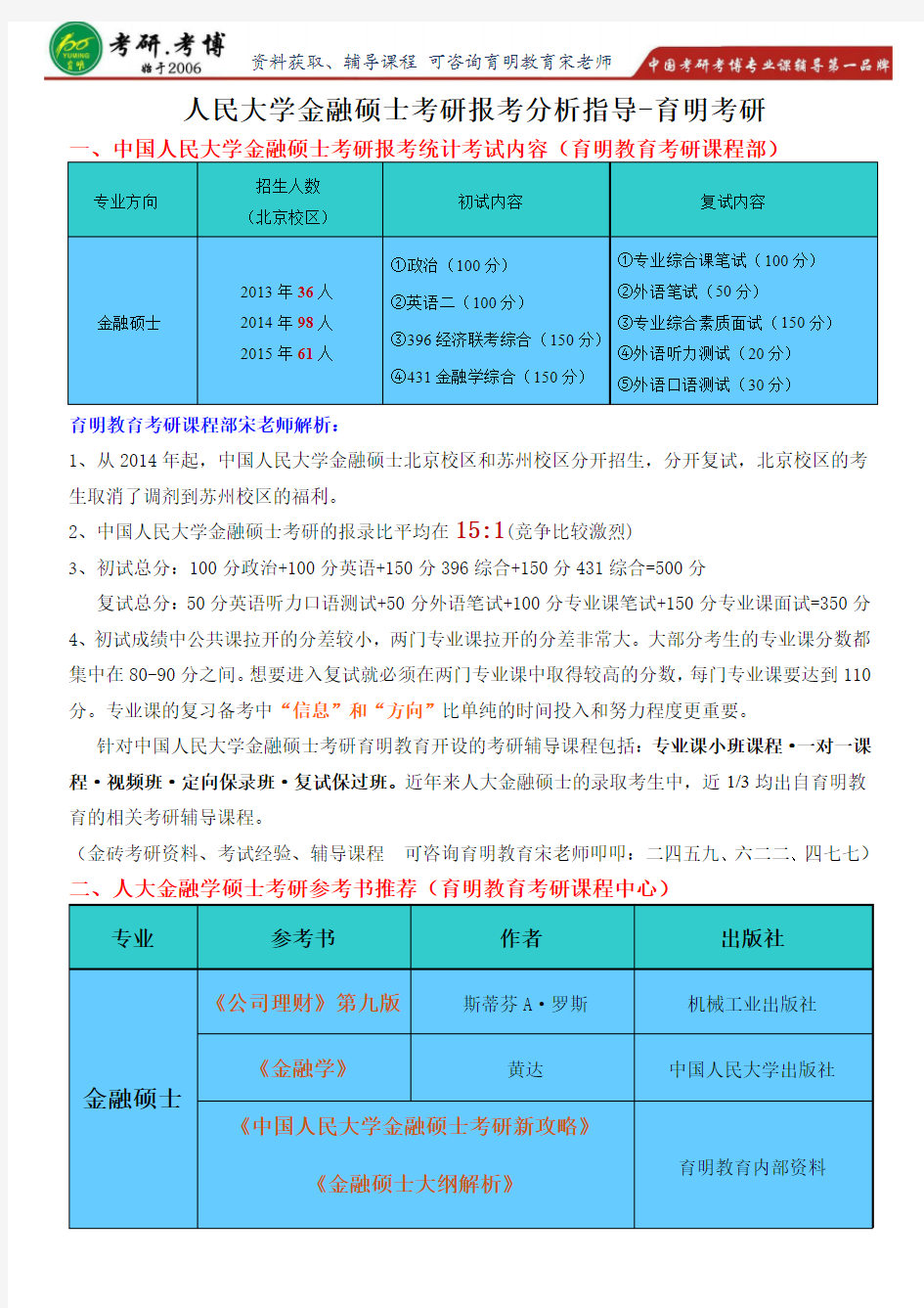 2017年2016年中国人民大学金融硕士考研高分复试要求答题技巧专业课真题答案