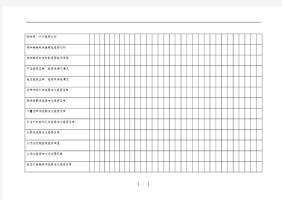 主要生产设备日常点检表