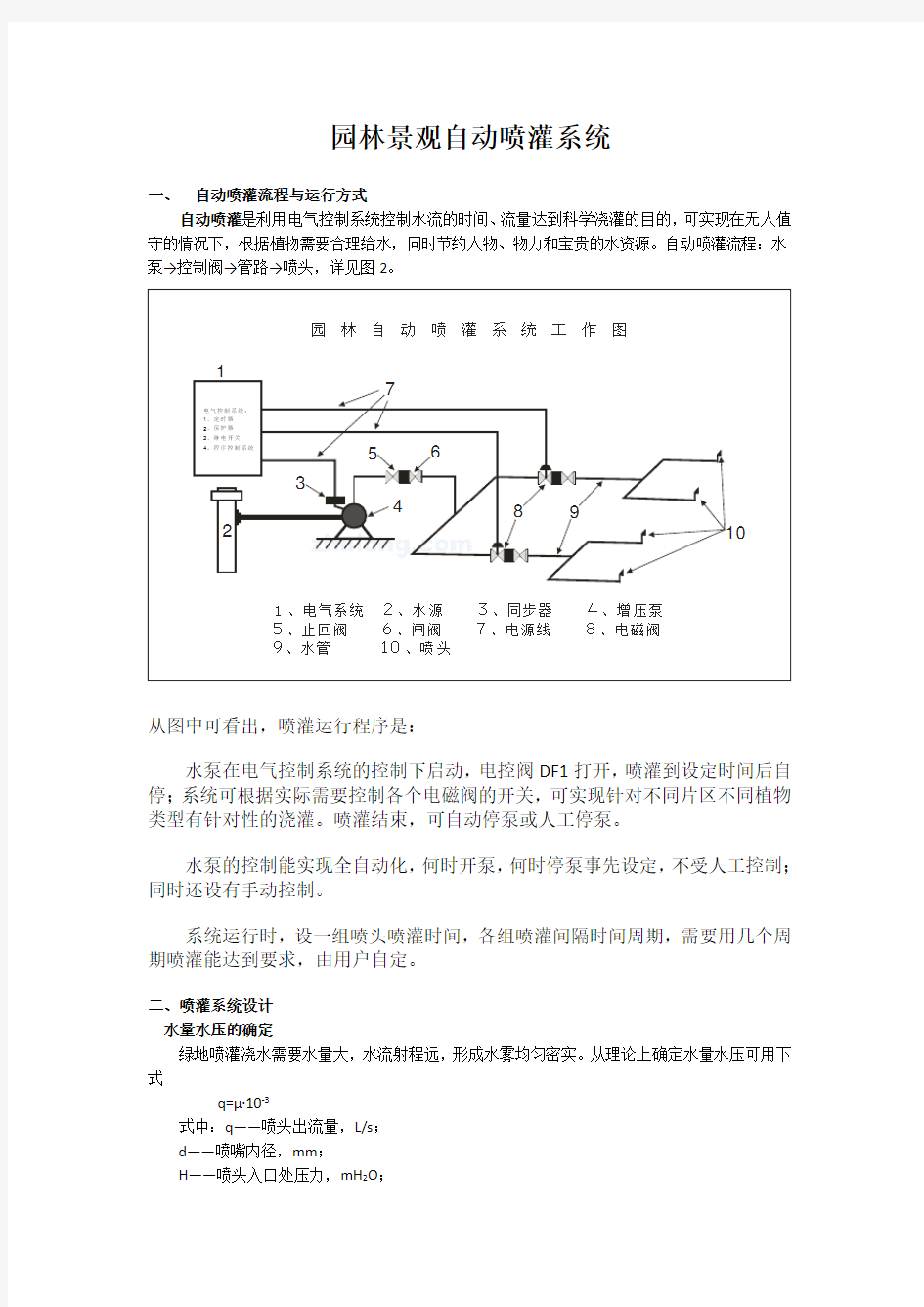 自动喷灌系统的设计