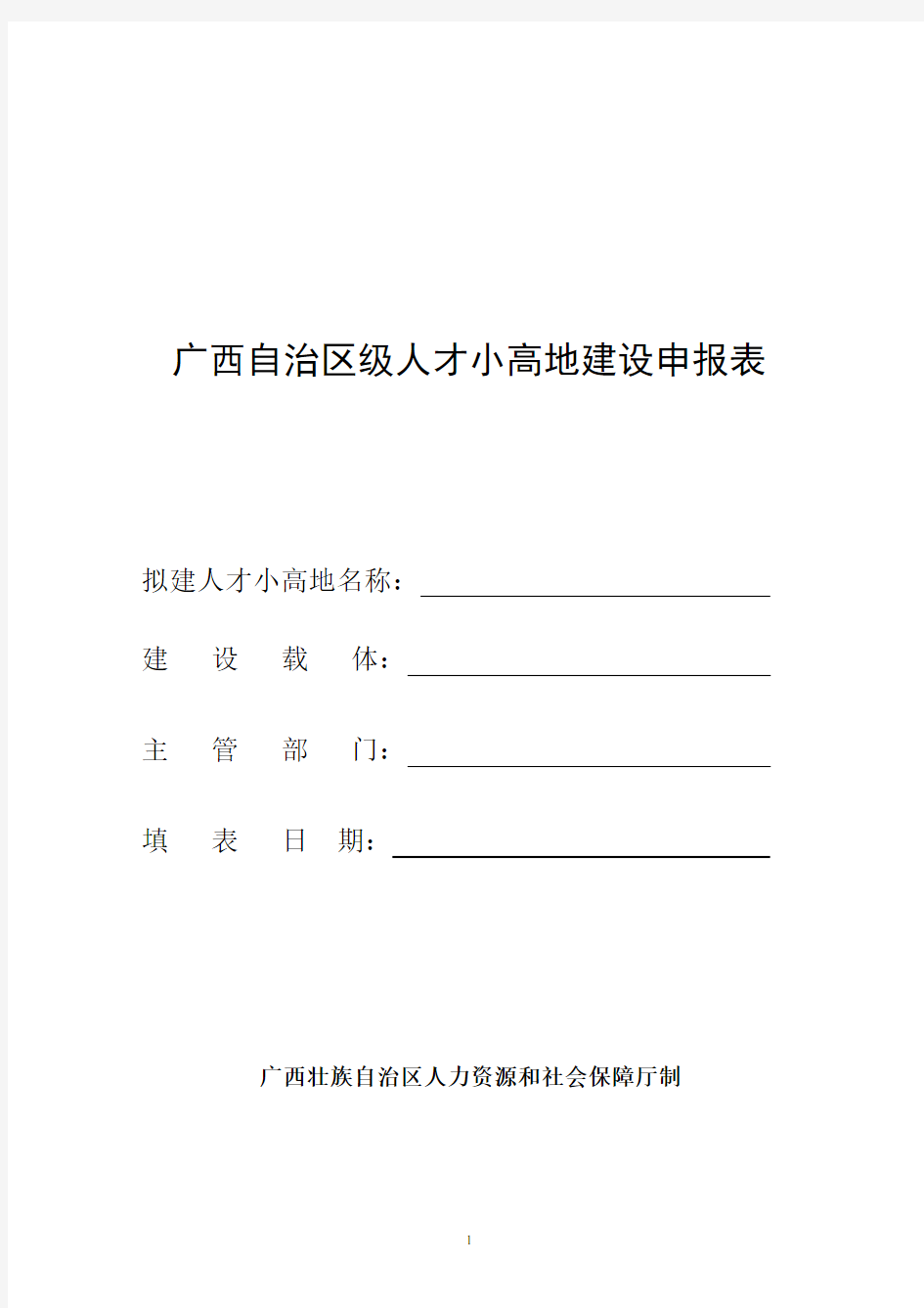 广西自治区级人才小高地建设申报表