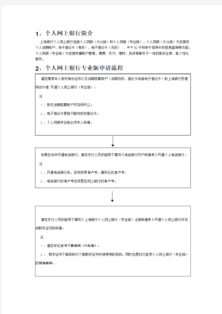 上海银行网上银行个人网上银行用户操作手册