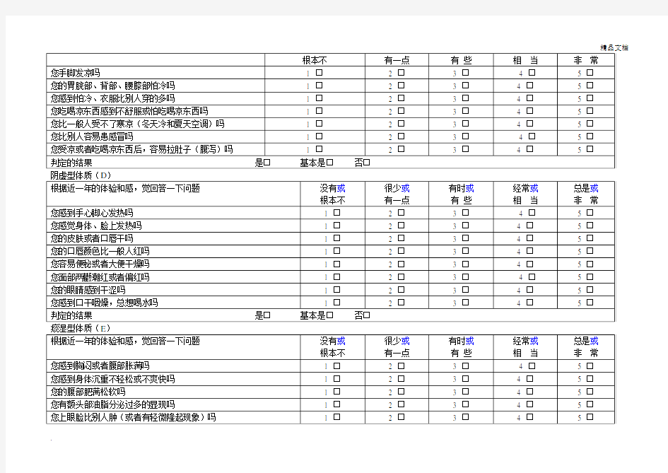 中医体质辨识分析量表(问卷用)-单机版