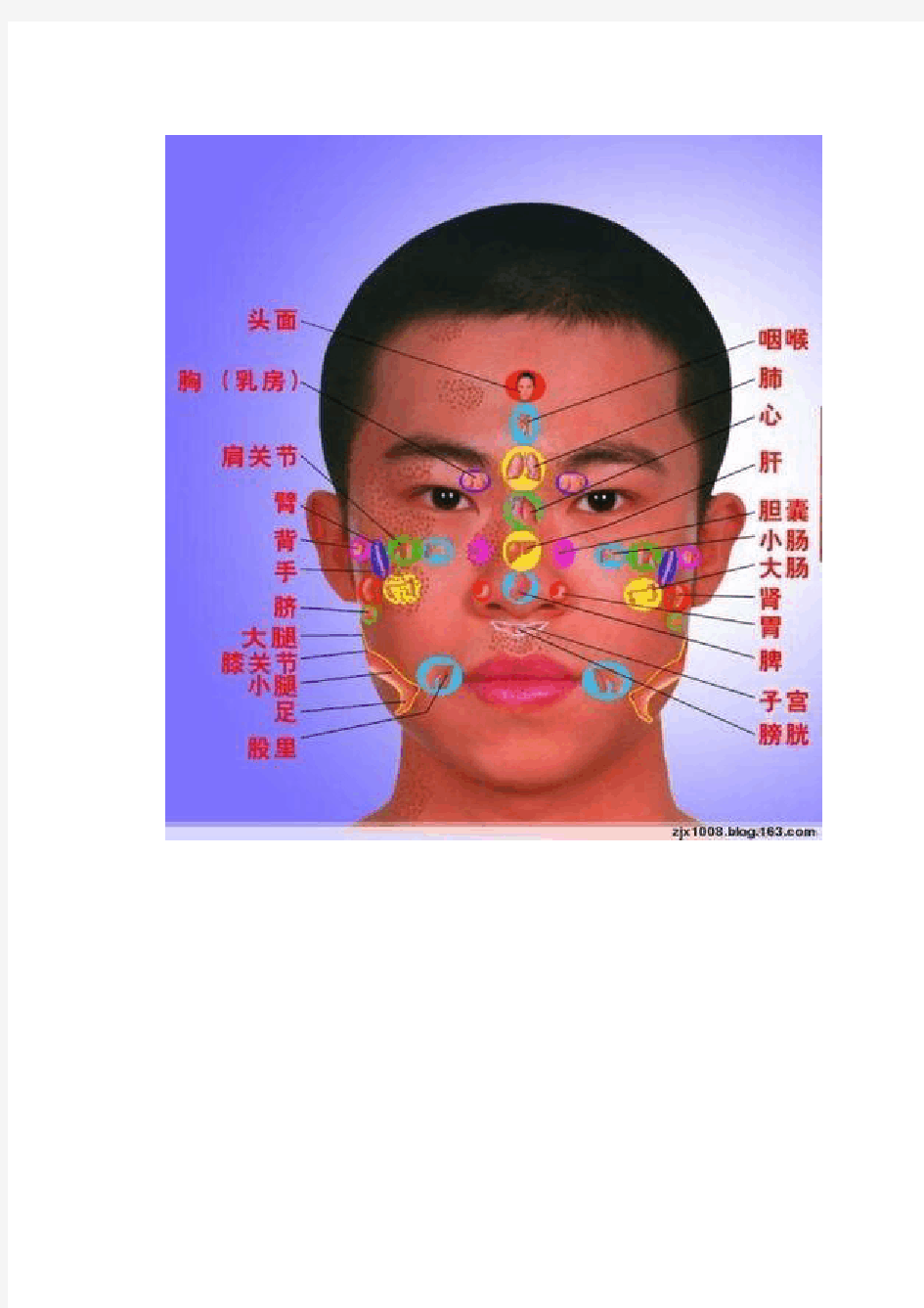 面诊就是透过面部反射区知道脏腑疾病及健康状况的诊法
