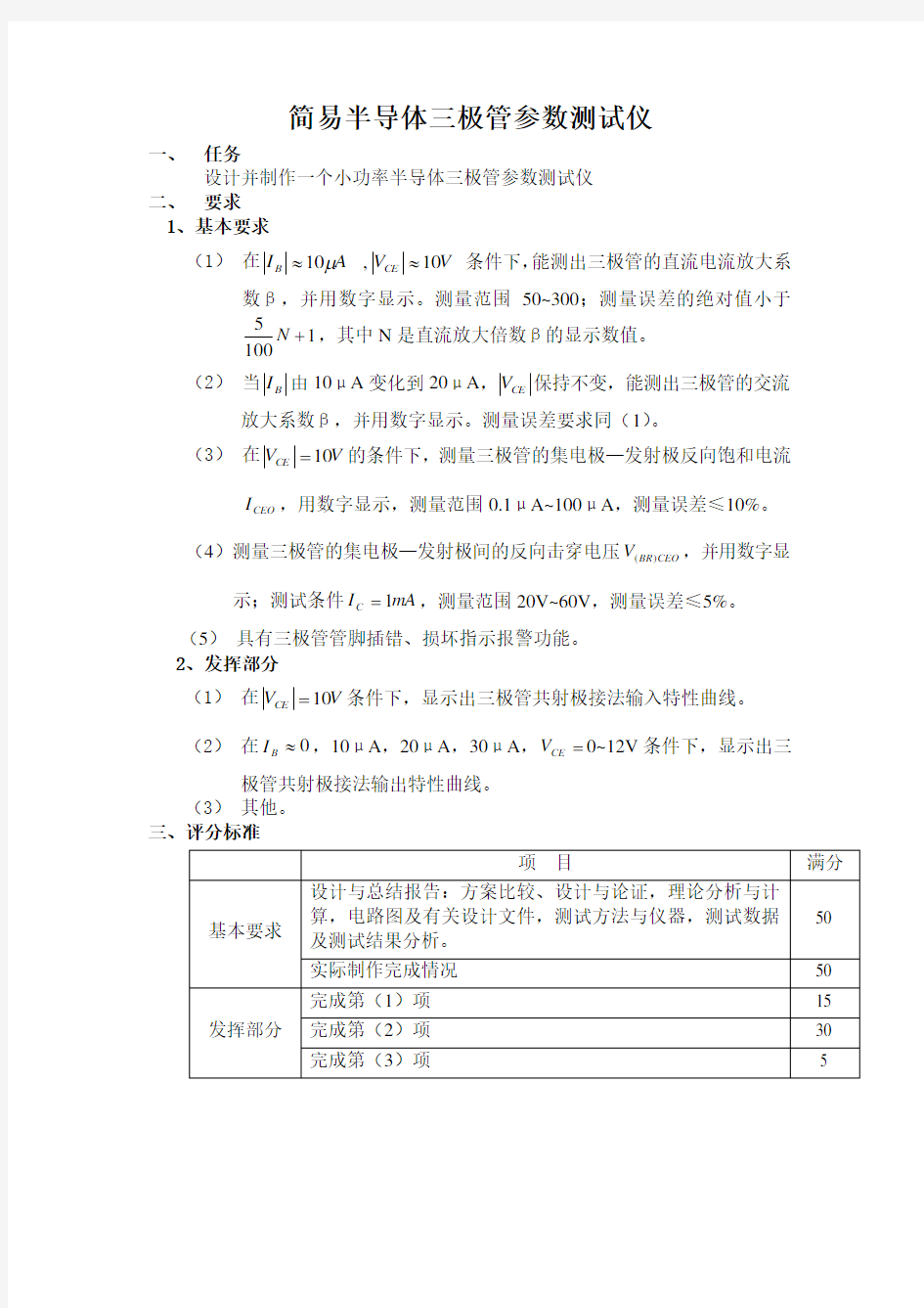 (完整版)三极管参数测试仪