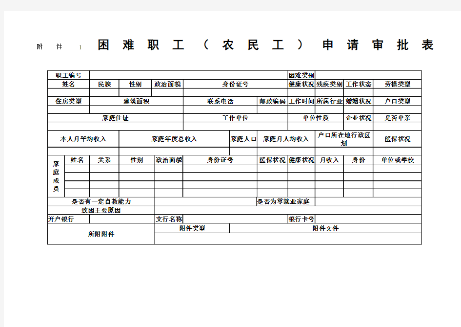 困难职工档案表范本