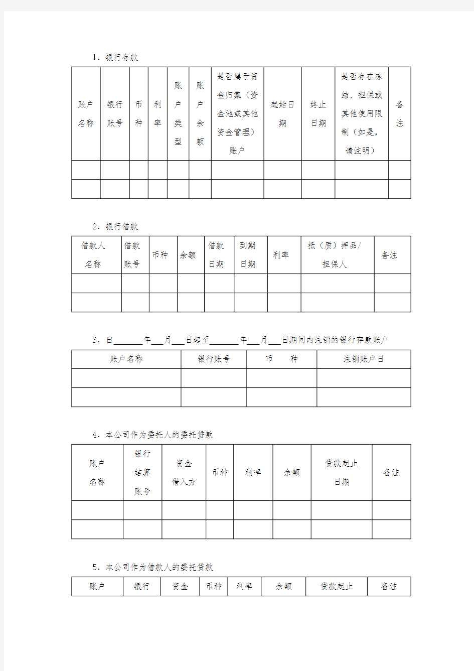 银行询证函(格式二)-模板