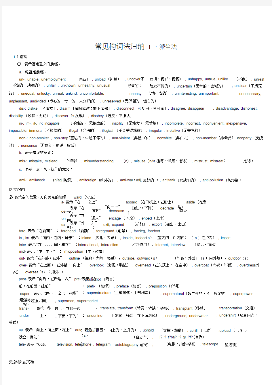 常见构词法归纳汇编