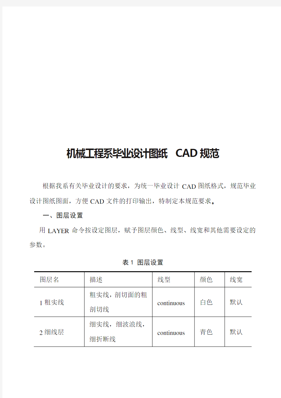 论机械工程系毕业设计图纸CAD规范(doc 13页)
