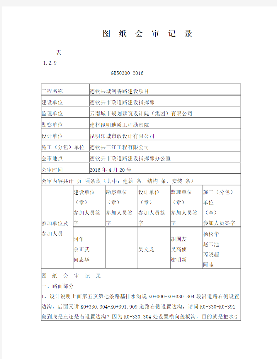 图纸会审纪要格式