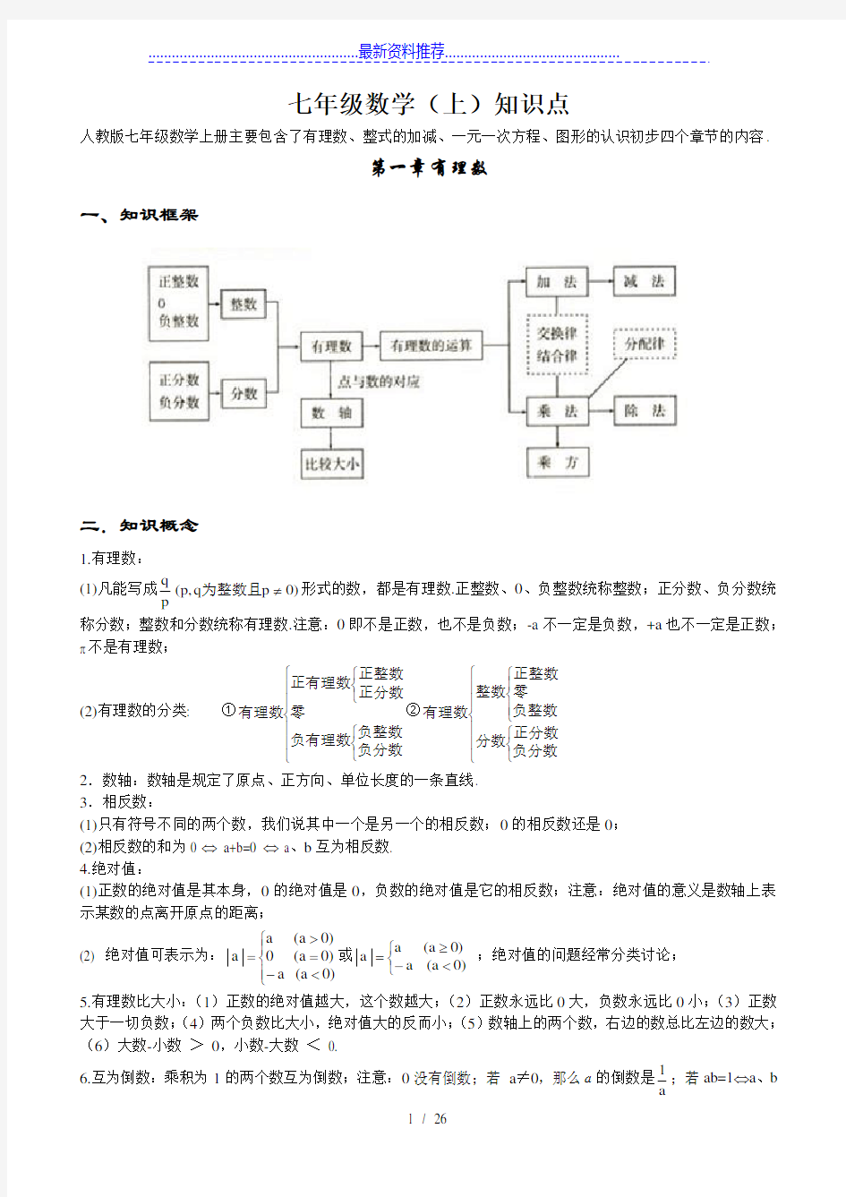 初中数学知识点全总结(齐全)