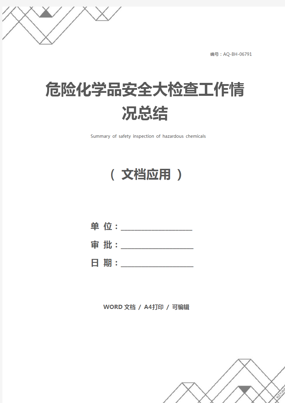 危险化学品安全大检查工作情况总结