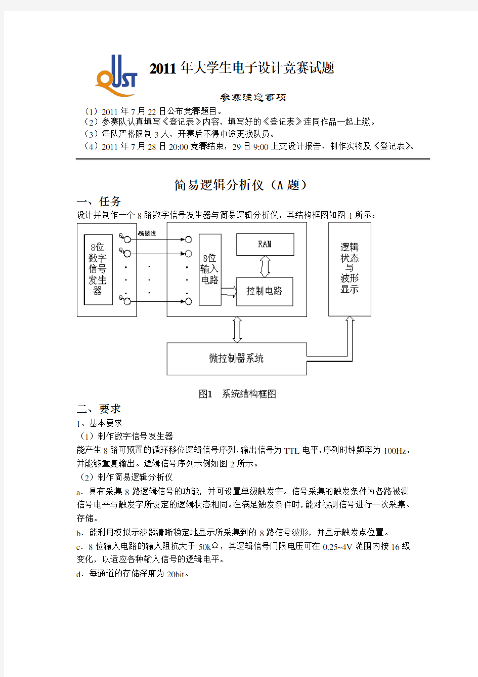 简易逻辑分析仪(D题)