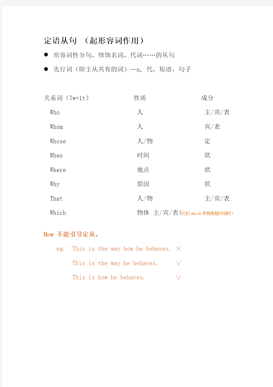 英语定语从句总结 高中 大学都适用