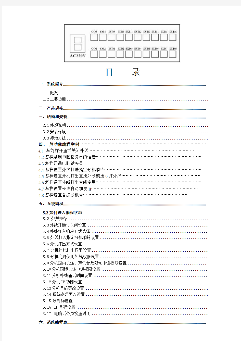 国威时代通信WS848-P型电话交换器说明书