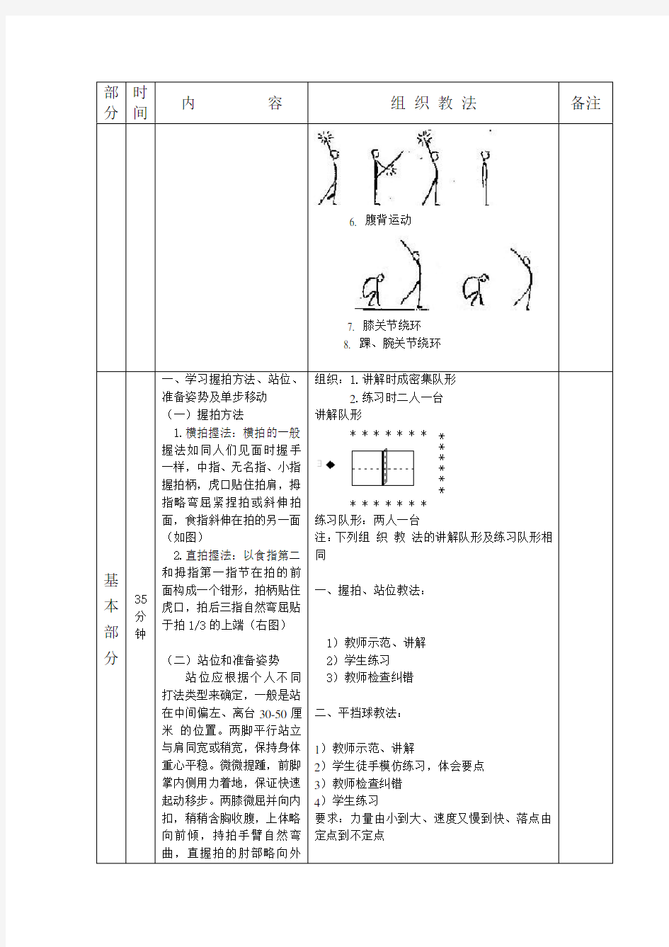 乒乓球社团活动教案