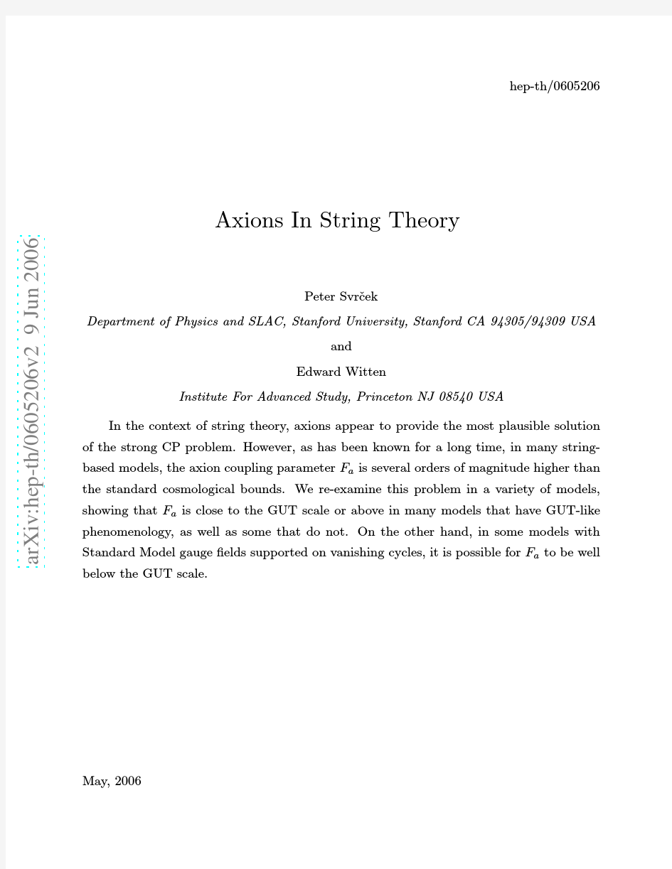 Axions In String Theory
