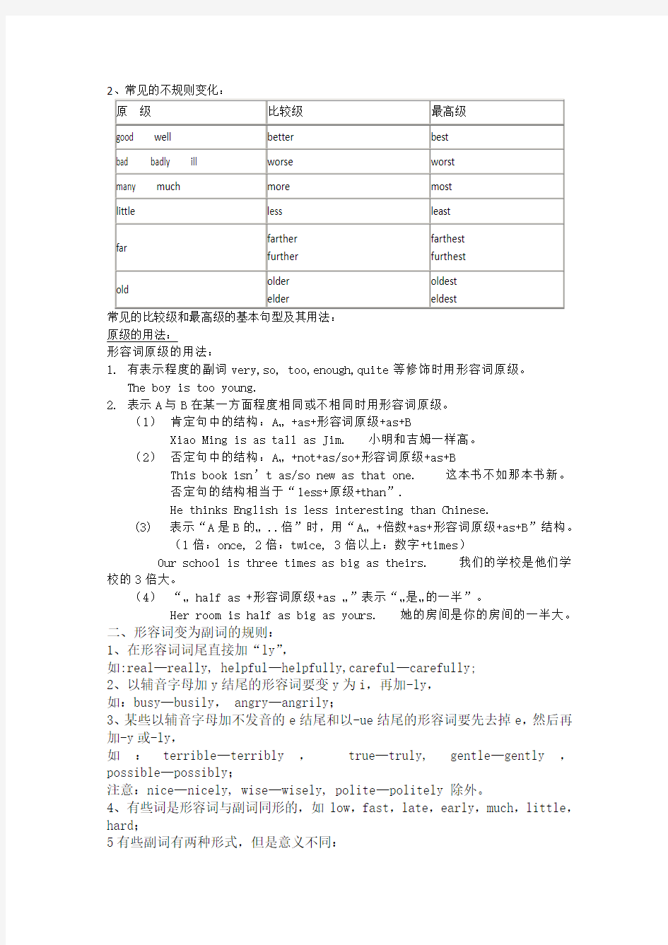 英语语法大攻克--形容词副词