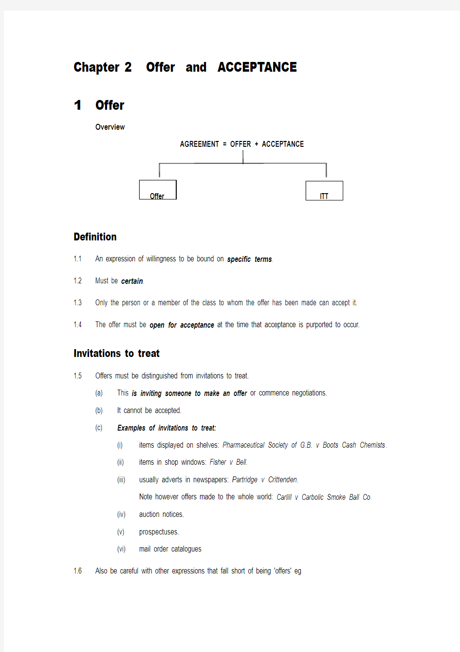 Chapter 2   Offer  and  ACCEPTANCE(邀约与承诺)