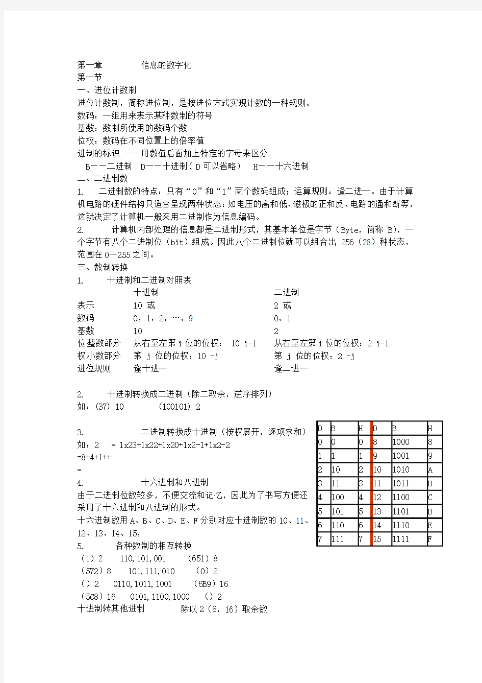 上海高一信息科技基本知识点整理