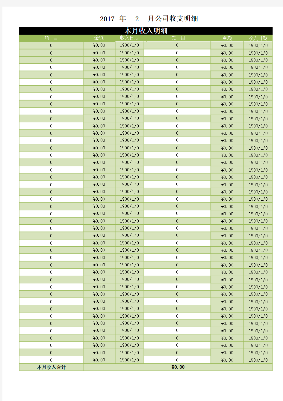 2017年公司收支明细表