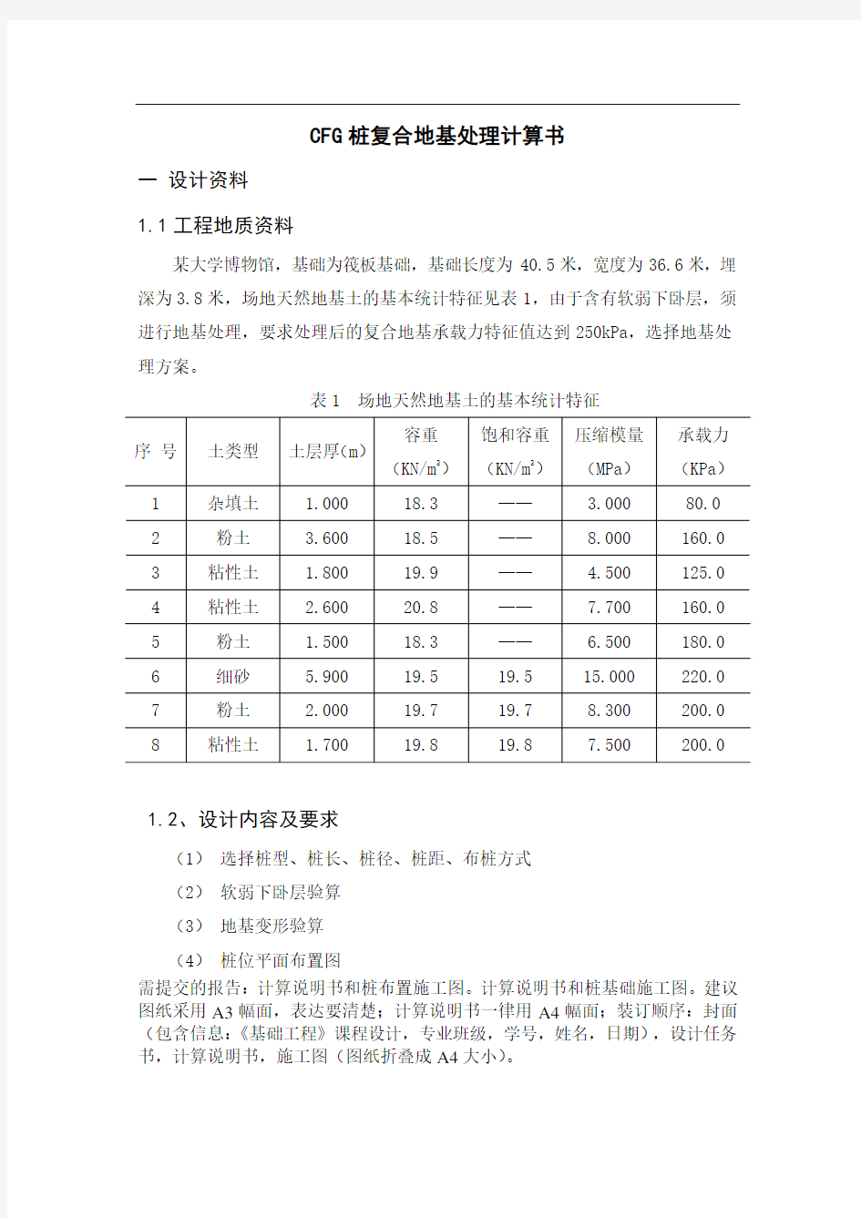 基础工程地基处理课程设计