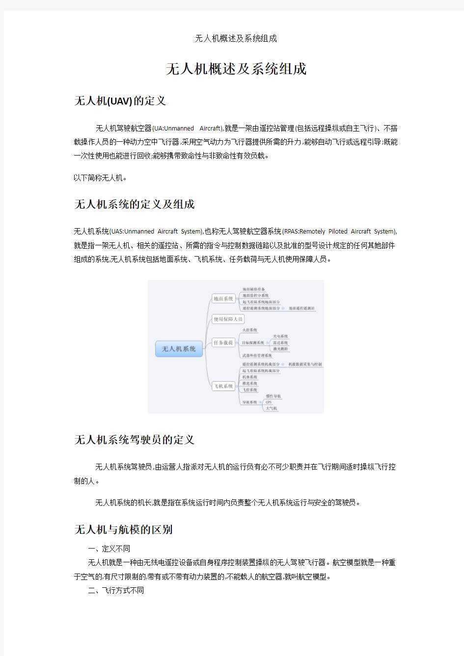 无人机概述及系统组成