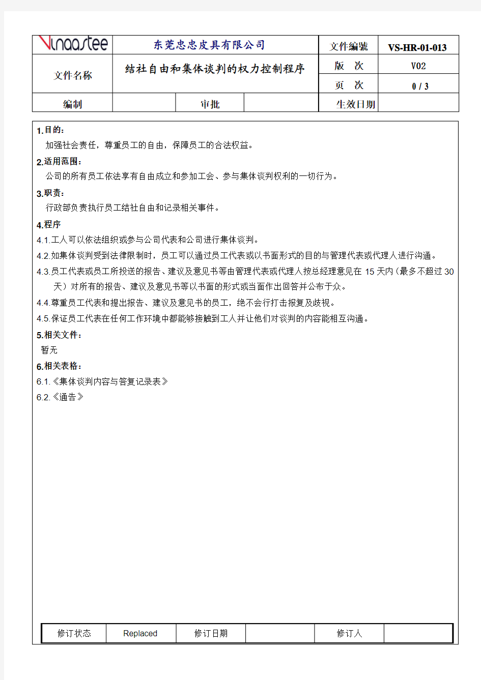 结社自由和集体谈判的权力控制程序