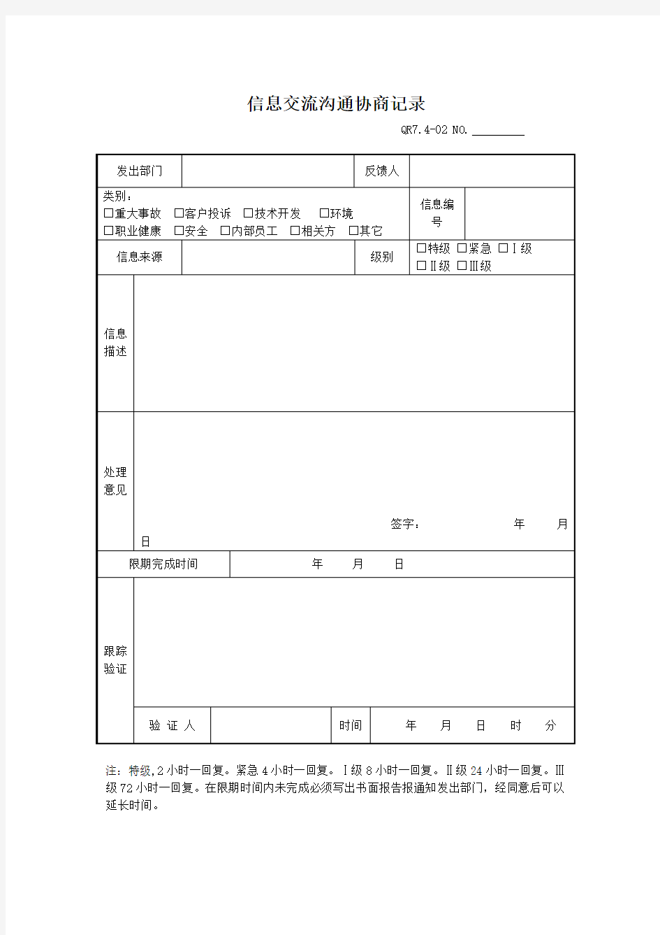 信息交流沟通协商记录