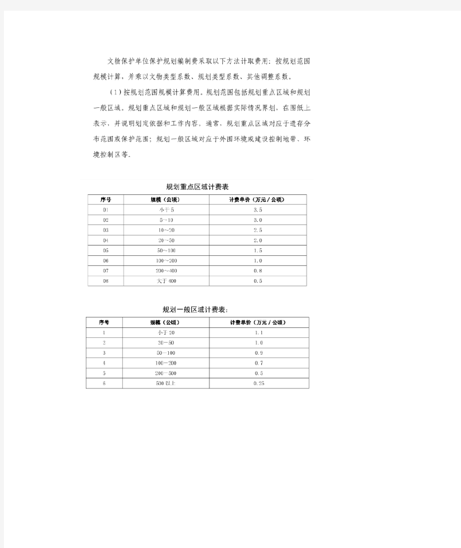 文物保护规划编制预算标准及要求