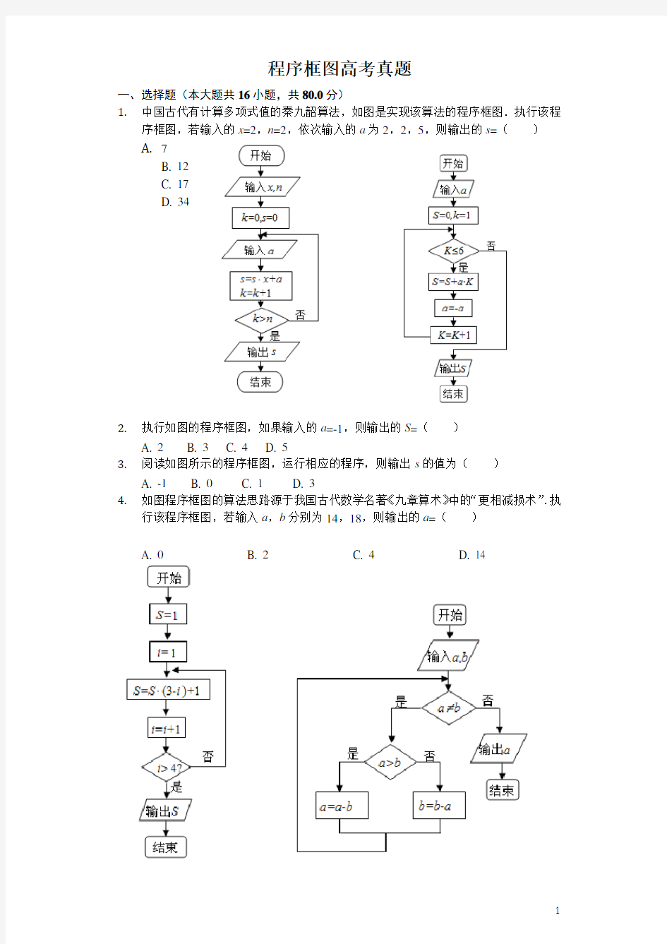 程序框图高考真题