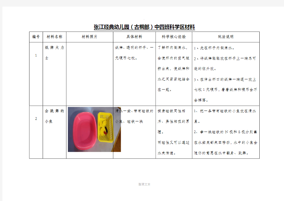 科学区材料投放