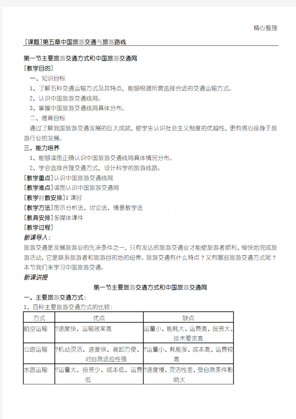 第一节   主要旅游交通方式和中国旅游交通网