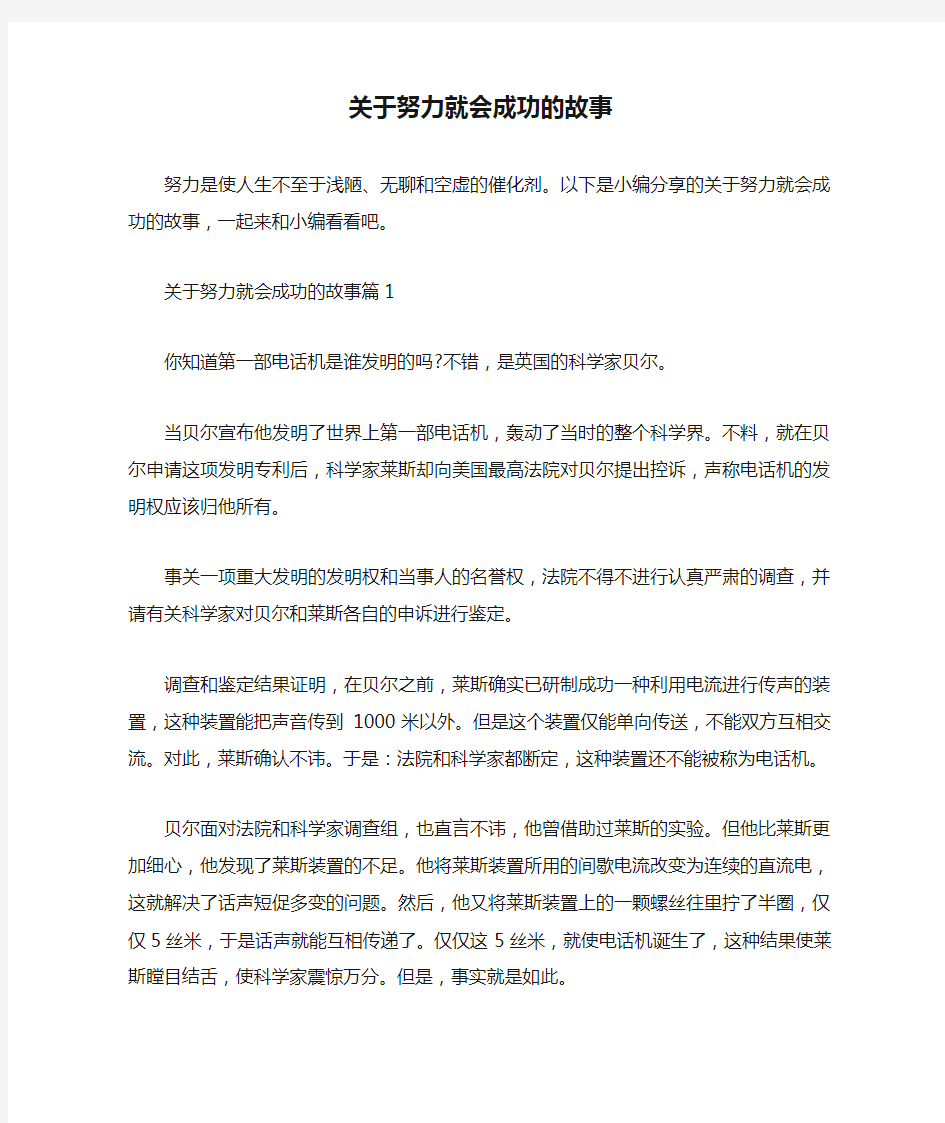 关于努力就会成功的故事