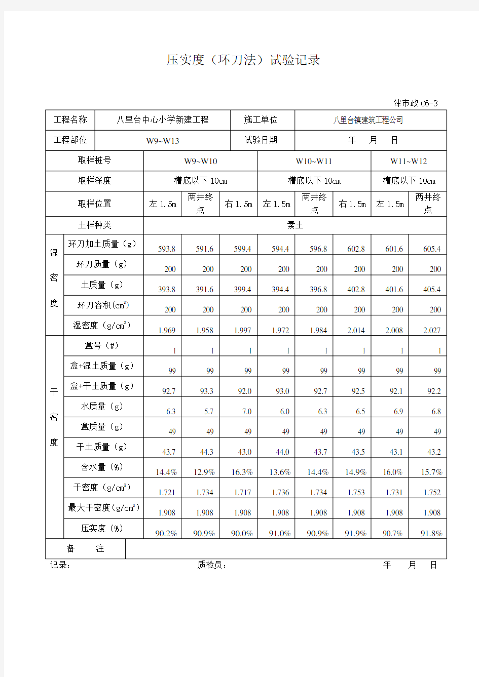 压实度表格